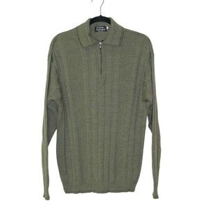 Pierluigi Della Spina Wool Acrylic Zipper Polo Sweater Textured Men's Sz 50